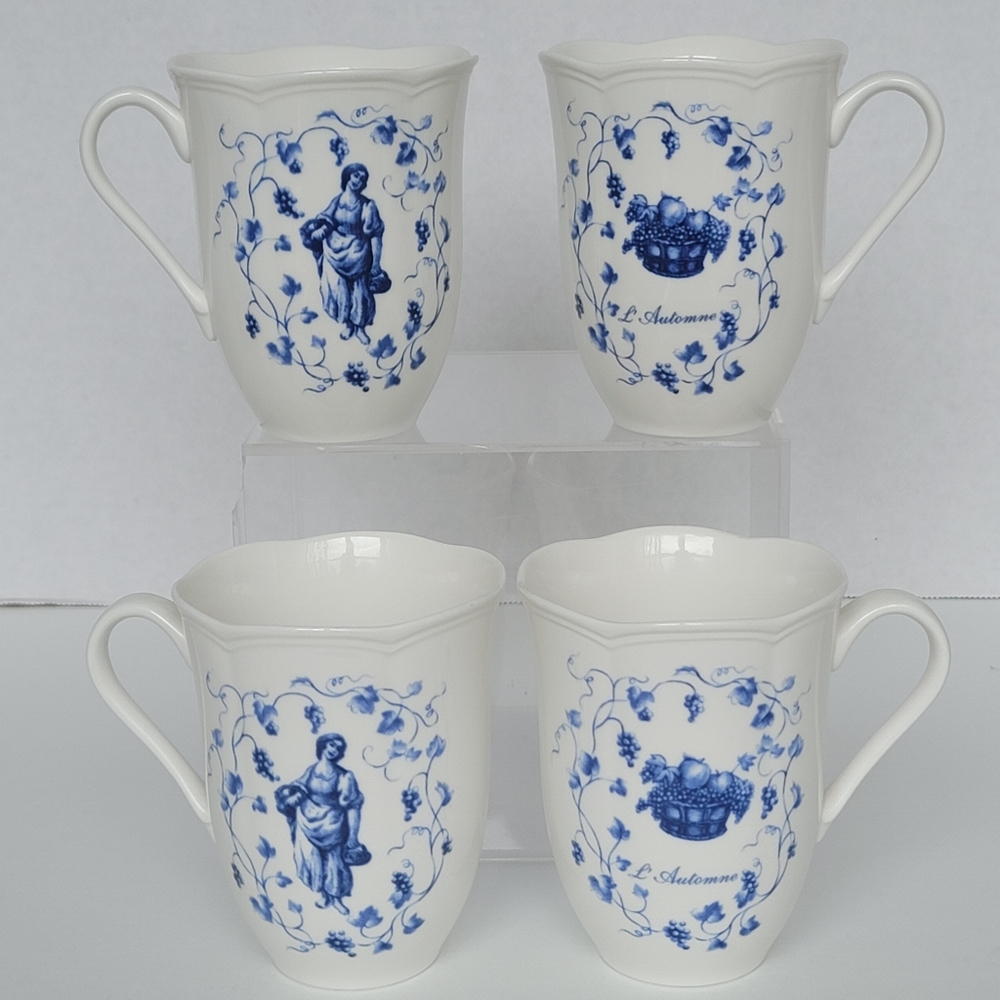 Vintage Lenox Les Saisons Autumn Porcelain Mugs Set of 4